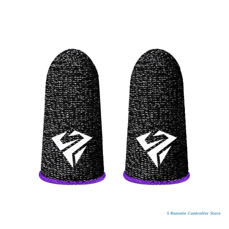 P82F 2Pcs Breathable Gaming Finger Sleeves Game Gloves Anti-Sweat Thumb Finger Cots Fingertip Cover for Mobile Games
