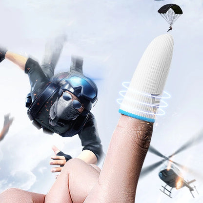 P82F 2Pcs Breathable Gaming Finger Sleeves Game Gloves Anti-Sweat Thumb Finger Cots Fingertip Cover for Mobile Games